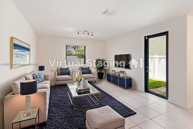 view of tiled living room