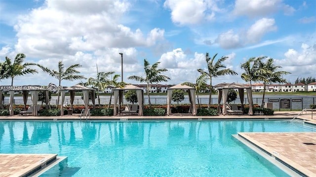 view of pool featuring a gazebo