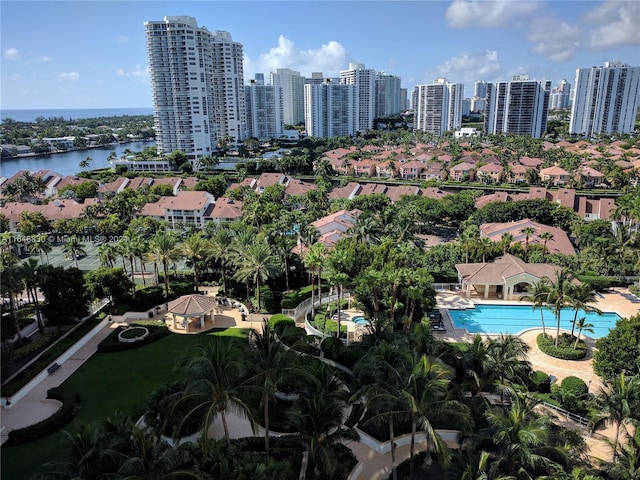 21055 Yacht Club Dr Unit 1602, Aventura, FL 33180 - drone / aerial view featuring a water view and a view of city
