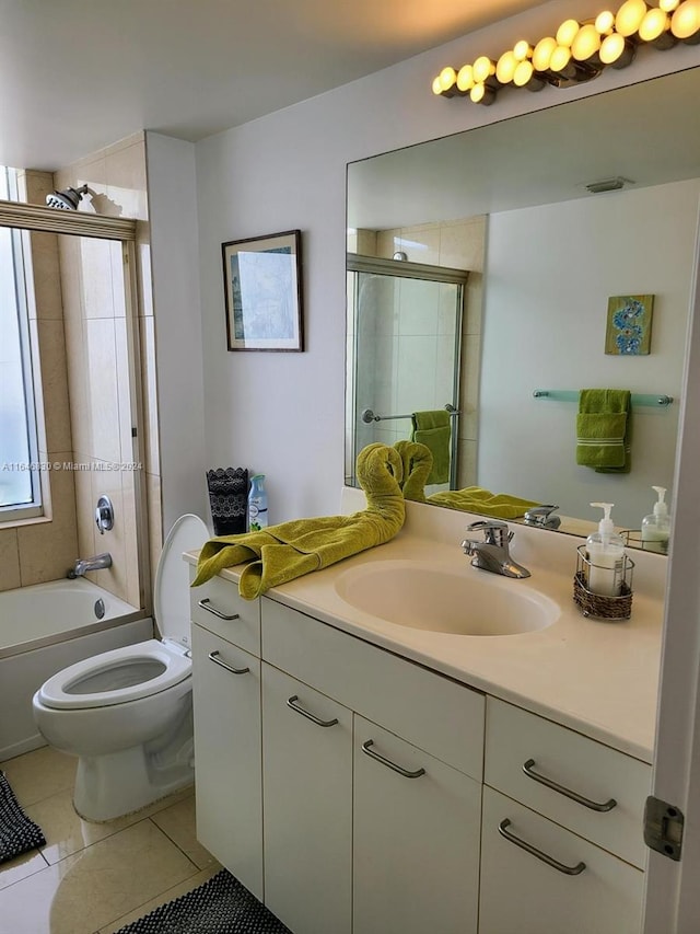 21055 Yacht Club Dr Unit 1602, Aventura, FL 33180 - full bathroom with tile patterned flooring, vanity, enclosed tub / shower combo, and toilet