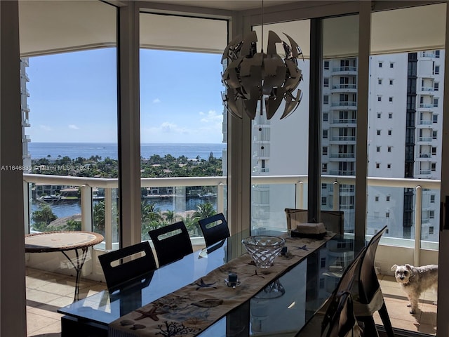 21055 Yacht Club Dr Unit 1602, Aventura, FL 33180 - tiled dining area featuring a water view