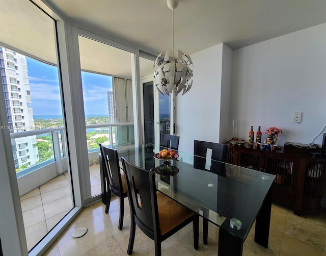 21055 Yacht Club Dr Unit 1602, Aventura, FL 33180 - dining area with a view of city, a chandelier, and light tile patterned floors
