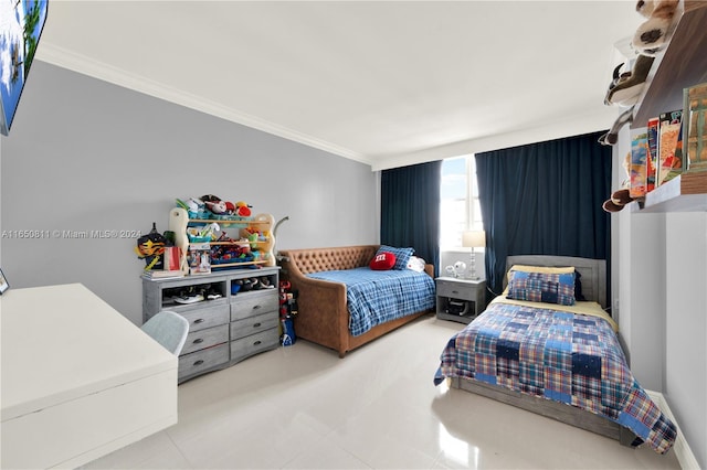 bedroom featuring ornamental molding