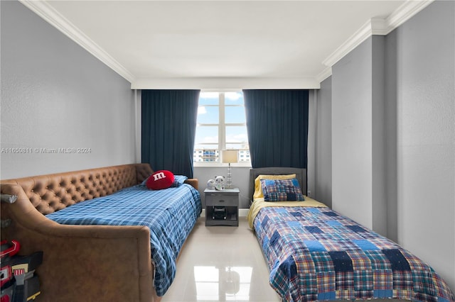 bedroom featuring ornamental molding