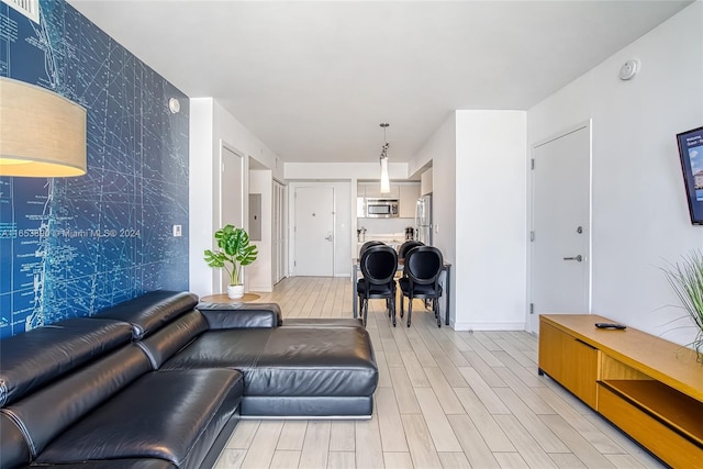 living room featuring light hardwood / wood-style floors