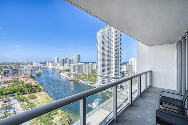 balcony with a water view