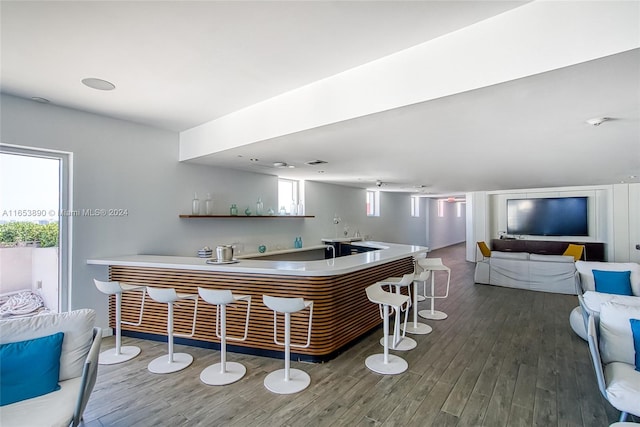 kitchen featuring hardwood / wood-style flooring and a wealth of natural light