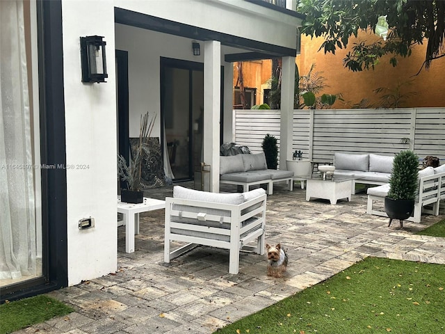 view of patio / terrace featuring an outdoor living space