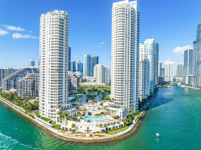 808 Brickell Key Dr Unit 2005, Miami, FL 33131 - drone / aerial view of skyline and a large body of water