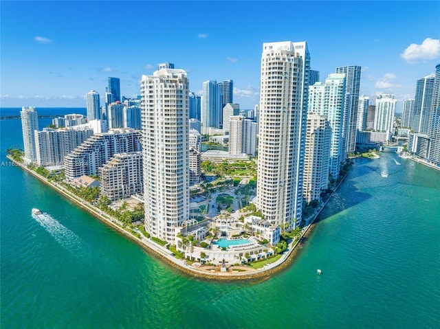 808 Brickell Key Dr Unit 2005, Miami, FL 33131 - aerial view of city skyline and a nearby body of water