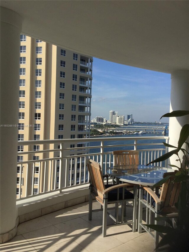 balcony with a water view