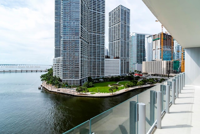 balcony with a water view