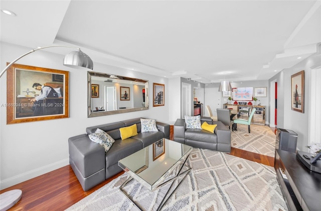 living room with hardwood / wood-style floors