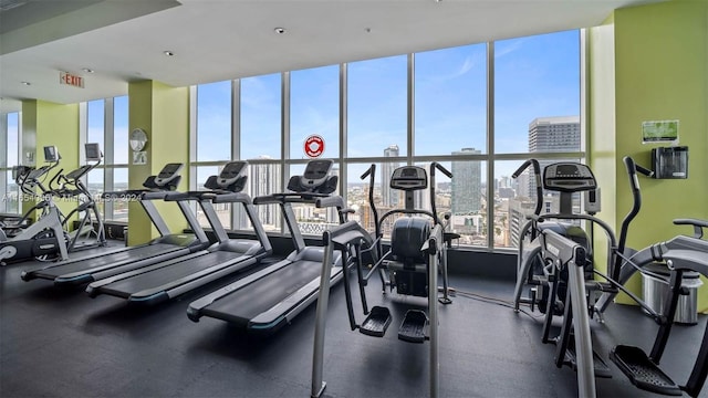 workout area with a wealth of natural light and expansive windows