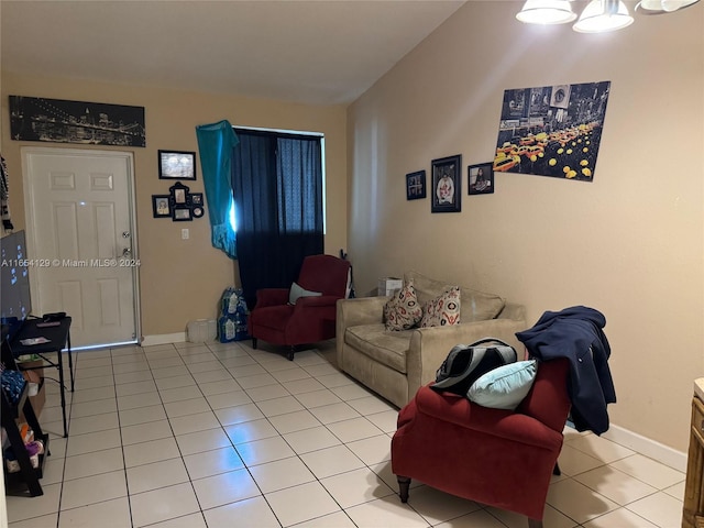 view of tiled living room