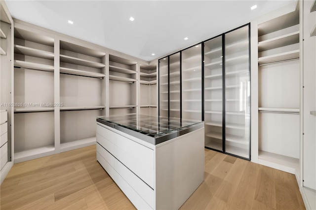 spacious closet featuring light wood-type flooring