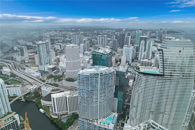 property's view of city featuring a water view