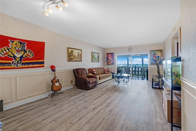 living room featuring light hardwood / wood-style flooring