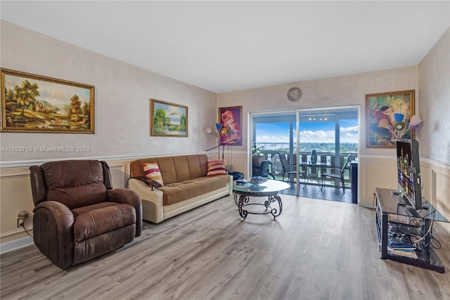 living room with light wood-type flooring