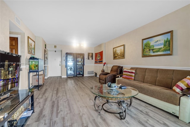 living room featuring light hardwood / wood-style flooring