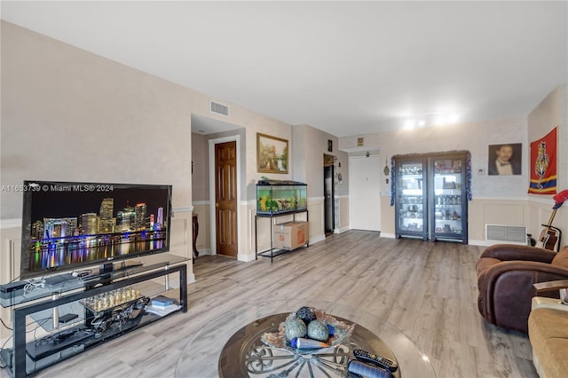 living room featuring light hardwood / wood-style flooring