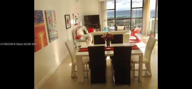 dining room with tile patterned flooring