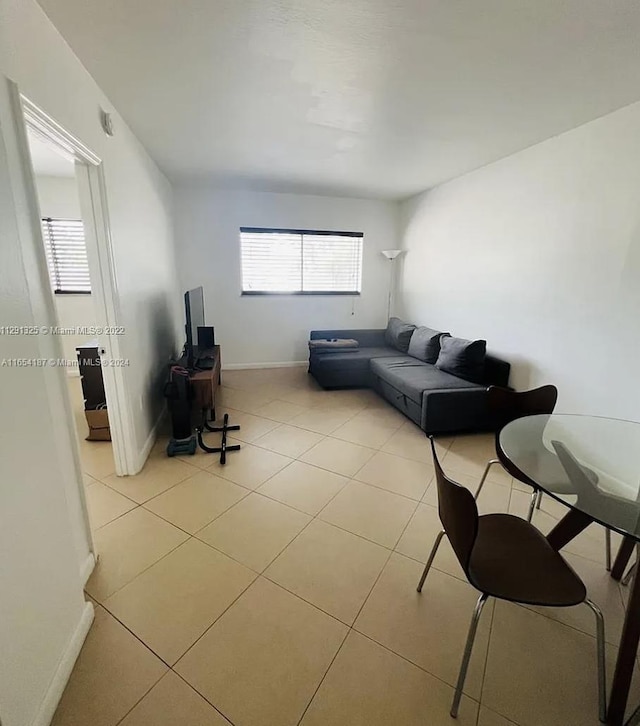 living room featuring light tile patterned floors