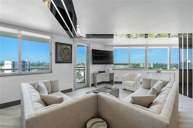 living room featuring light hardwood / wood-style floors