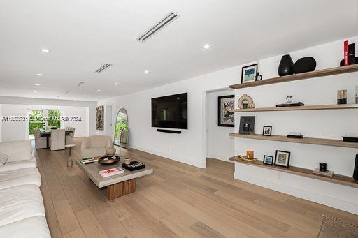 living room with light wood-type flooring