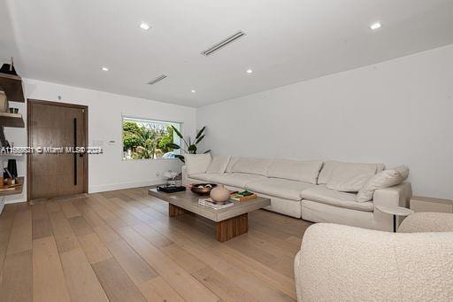 living room featuring light hardwood / wood-style flooring