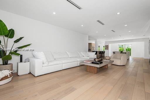 living room featuring light hardwood / wood-style floors