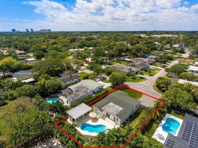 5231 SW 65th Ave, South Miami, FL 33155 - aerial view of property's location with a pool area and property parcel outlined