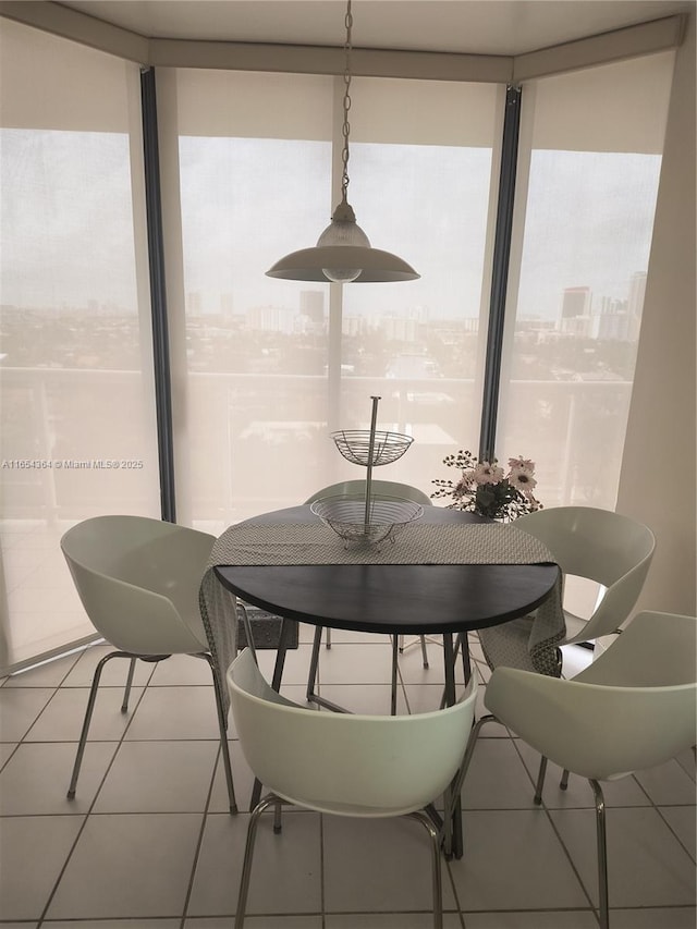 dining room with plenty of natural light and tile patterned floors