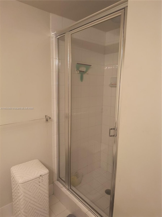 bathroom with a stall shower