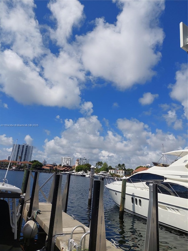 view of dock featuring a water view