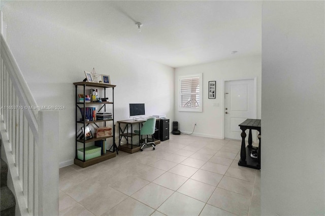 office space featuring light tile patterned floors