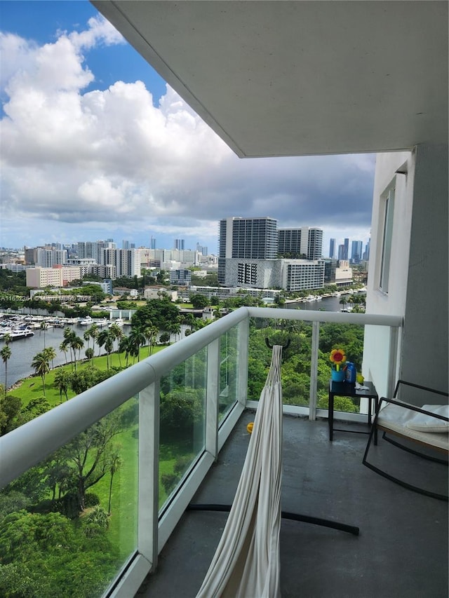 balcony with a water view