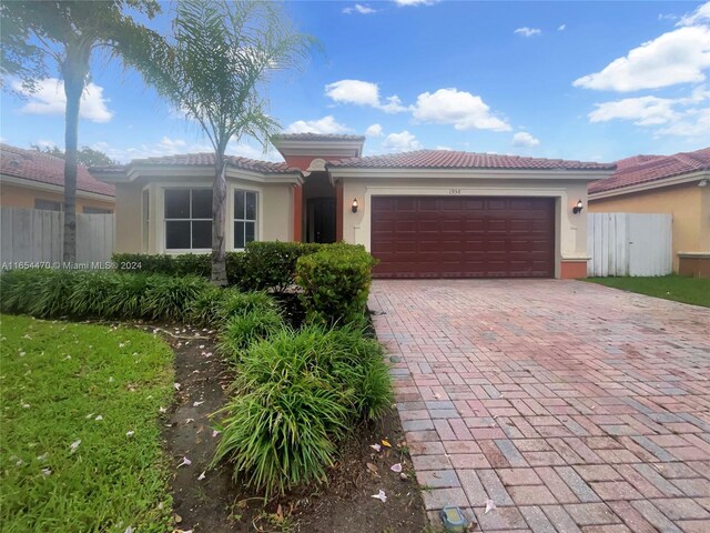 view of front of house with a garage