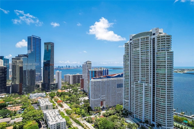 property's view of city with a water view