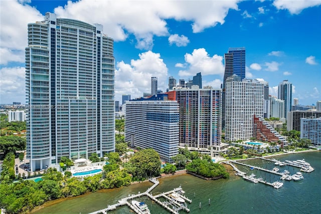 city view with a water view