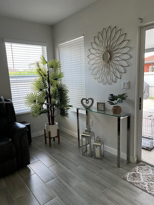 interior space with hardwood / wood-style flooring