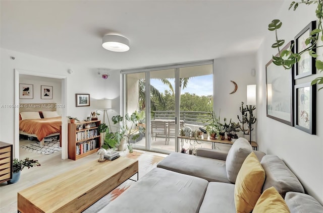 living room featuring light wood-type flooring