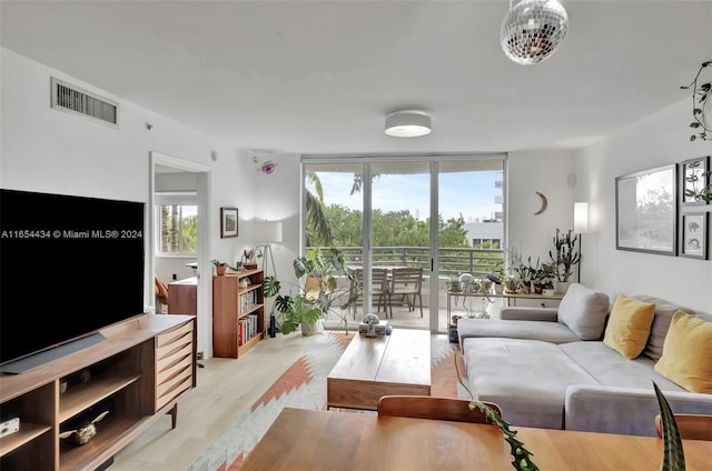 living room featuring light hardwood / wood-style floors