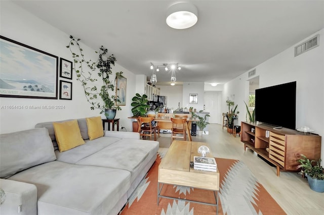 living room featuring light hardwood / wood-style floors