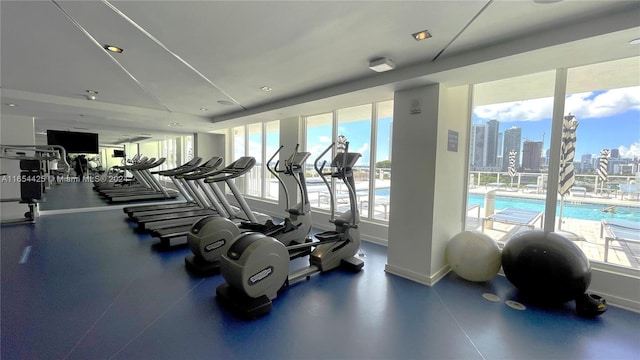 workout area with a healthy amount of sunlight