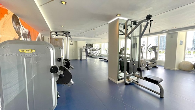 workout area with a wealth of natural light