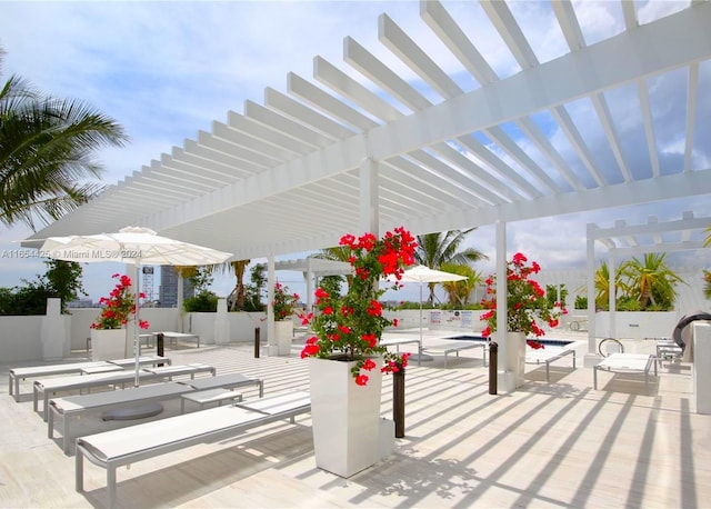 view of patio with a pergola