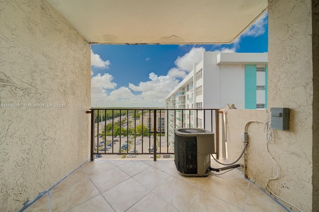 balcony featuring central air condition unit