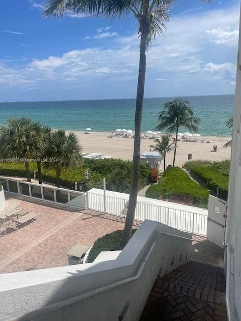 view of water feature with a view of the beach