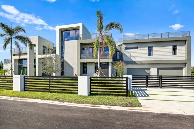 modern home featuring a garage